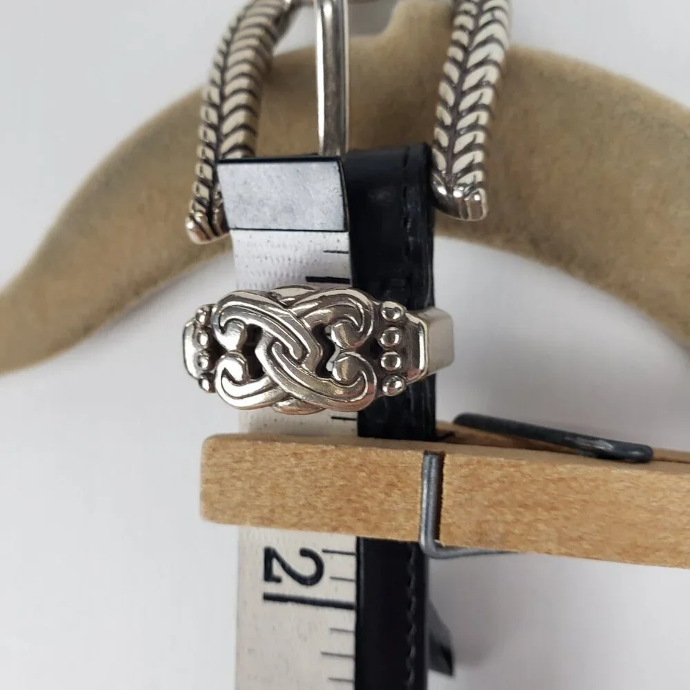 Brighton Black Silver Tone Double Locking Hearts Belt B2503 Womens 30/Medium